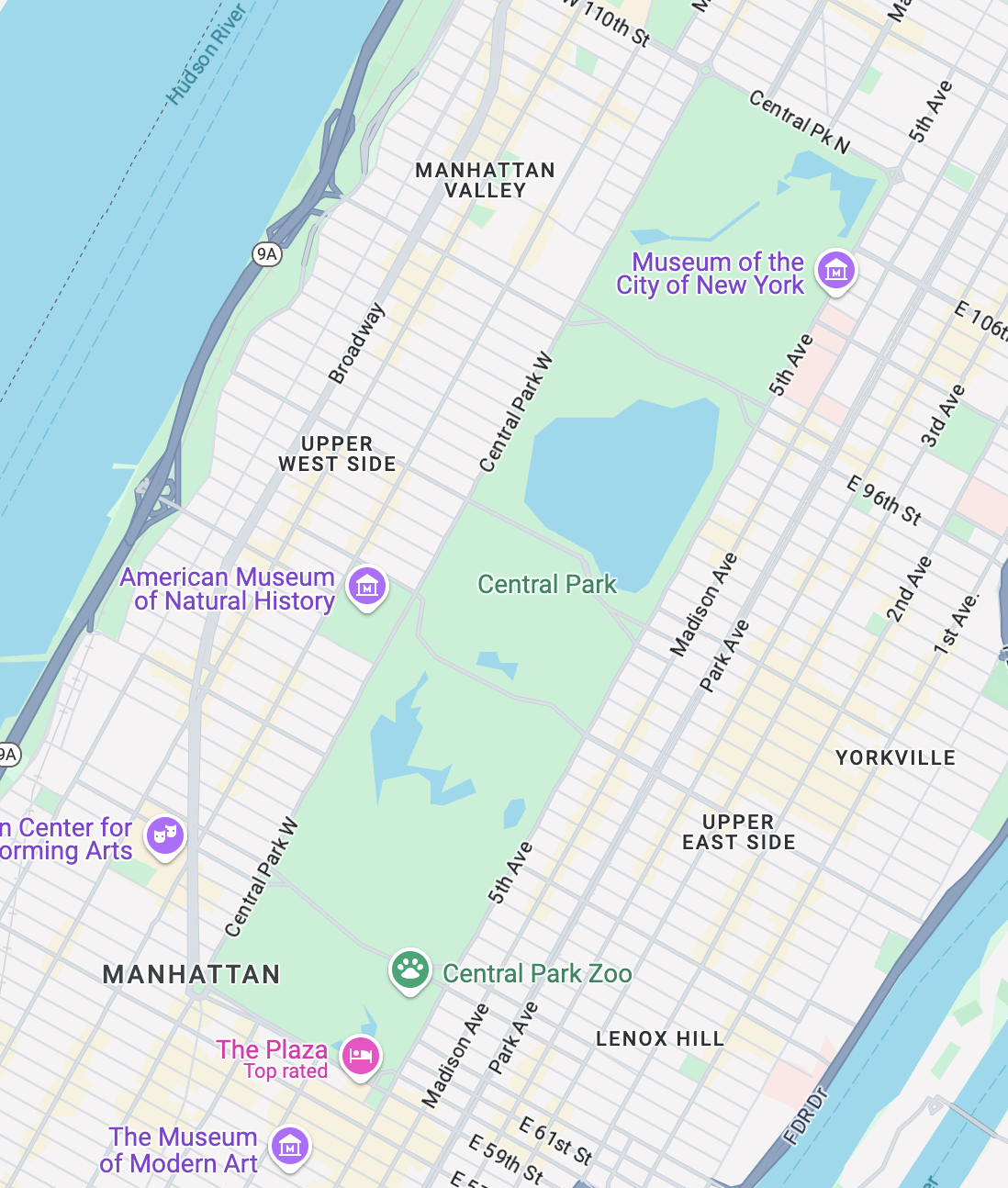 A map of Central Park